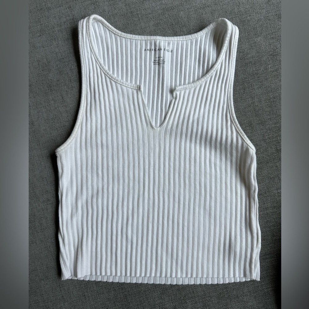 White Ribbed Crop Top